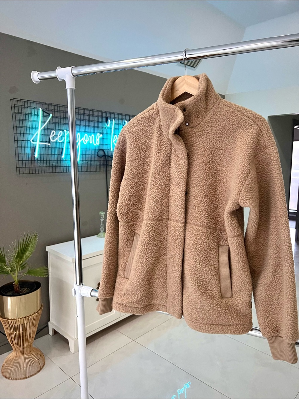 Mondetta Camel Teddy Sherpa Jacket Sz S